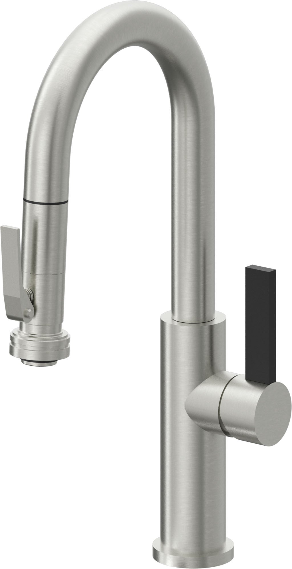 California Faucets Corsano Llave de Bar/Preparacion Extraible Contemporanea con Rociador de Apretar - Cromo Satinado