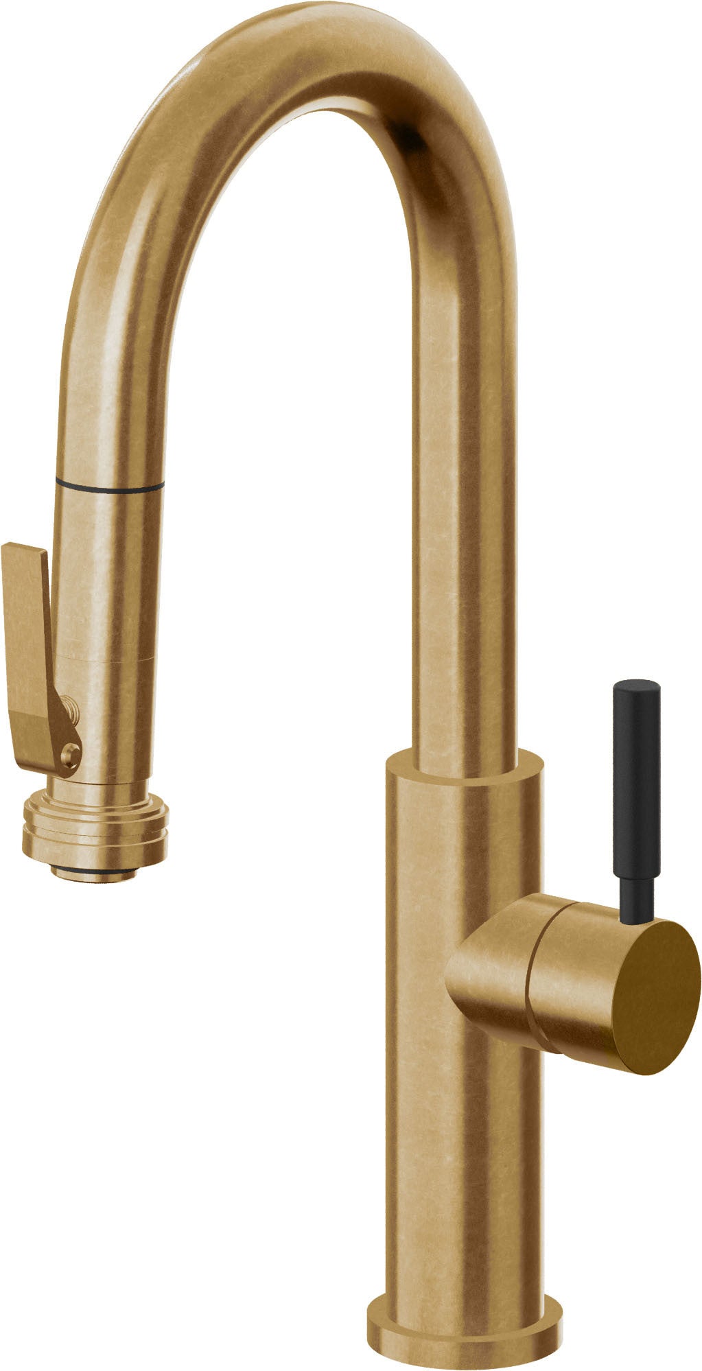 California Faucets Corsano Llave de Bar/Preparacion Extraible Contemporanea con Rociador de Apretar - Latón Bruñido