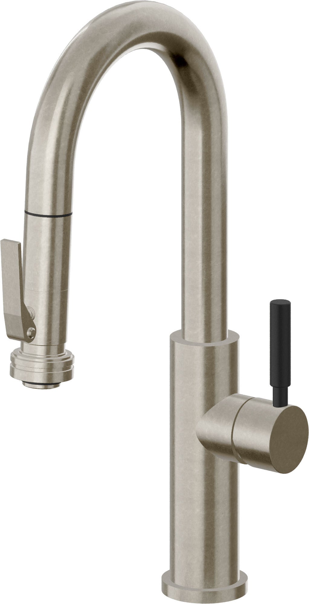 California Faucets Corsano Llave de Bar/Preparacion Extraible Contemporanea con Rociador de Apretar - Níquel Bruñido