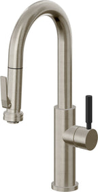 California Faucets Corsano Llave de Bar/Preparacion Extraible Contemporanea con Rociador de Apretar - Níquel Bruñido