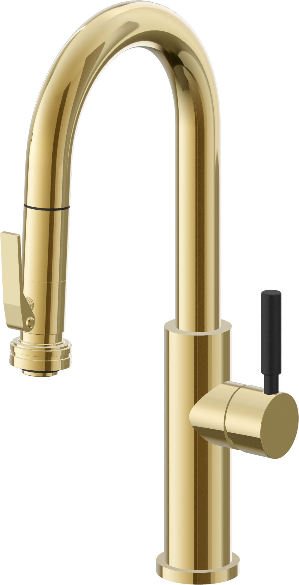 California Faucets Corsano Llave de Bar/Preparacion Extraible Contemporanea con Rociador de Apretar - Oro Pulido de por Vida