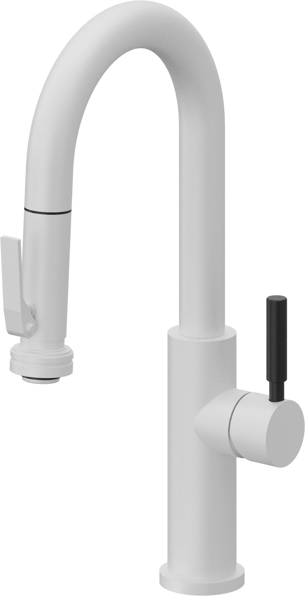 California Faucets Corsano Llave de Bar/Preparacion Extraible Contemporanea con Rociador de Apretar - Blanco Mate