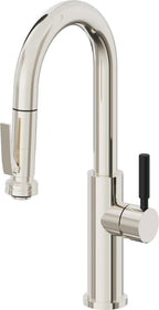 California Faucets Corsano Llave de Bar/Preparacion Extraible Contemporanea con Rociador de Apretar - Níquel Pulido