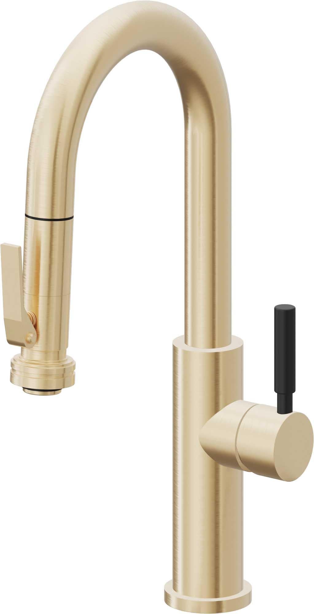 California Faucets Corsano Llave de Bar/Preparacion Extraible Contemporanea con Rociador de Apretar - Latón Satinado