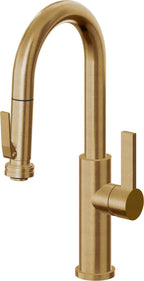 California Faucets Corsano Llave de Bar/Preparacion Extraible Contemporanea con Rociador de Apretar - Latón Bruñido
