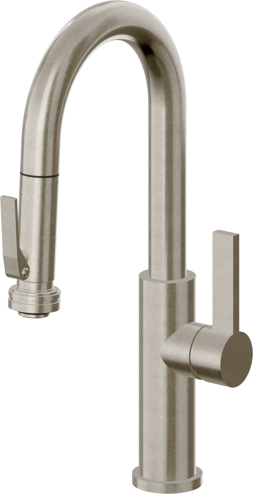 California Faucets Corsano Llave de Bar/Preparacion Extraible Contemporanea con Rociador de Apretar - Níquel Bruñido