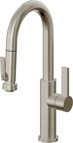 California Faucets Corsano Llave de Bar/Preparacion Extraible Contemporanea con Rociador de Apretar - Níquel Bruñido