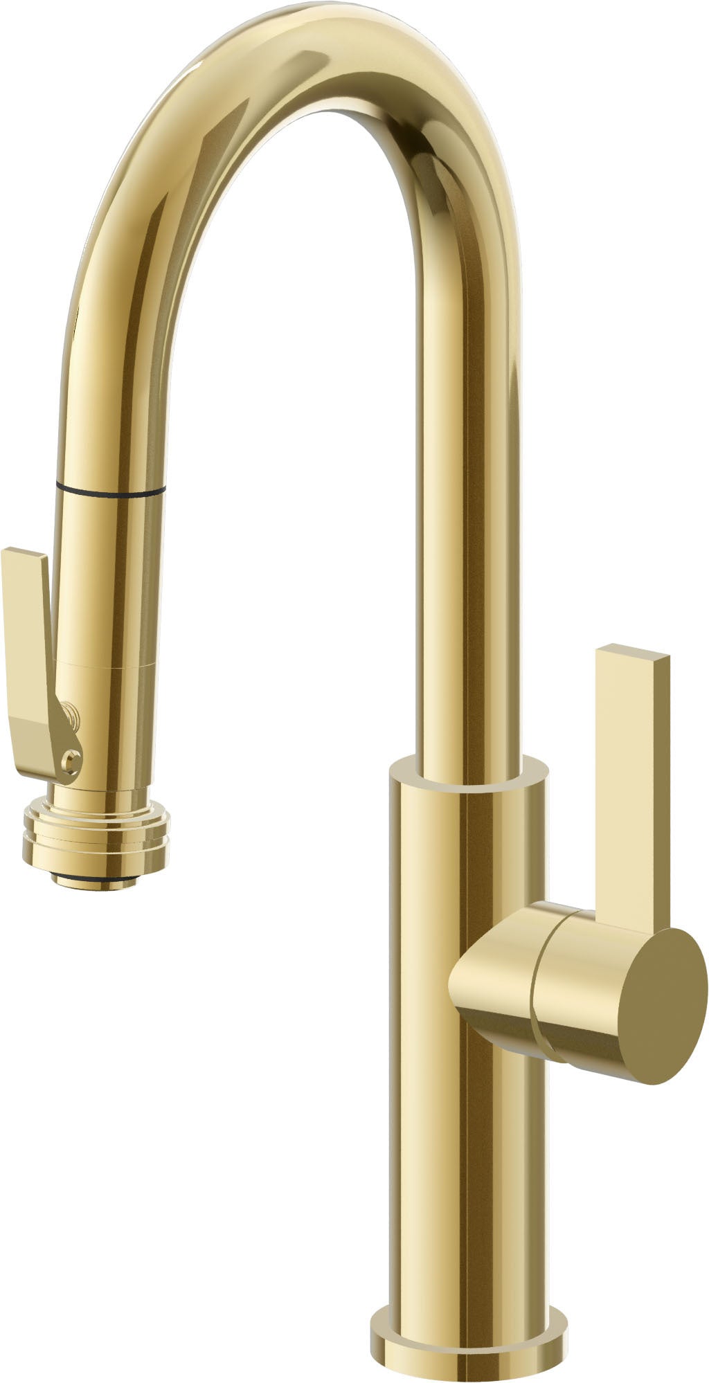 California Faucets Corsano Llave de Bar/Preparacion Extraible Contemporanea con Rociador de Apretar - Oro Pulido de por Vida