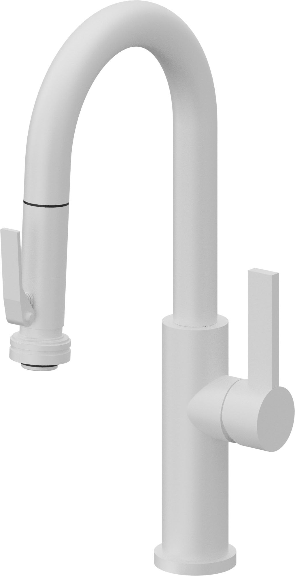 California Faucets Corsano Llave de Bar/Preparacion Extraible Contemporanea con Rociador de Apretar - Blanco Mate