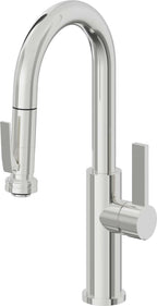 California Faucets Corsano Llave de Bar/Preparacion Extraible Contemporanea con Rociador de Apretar - Cromo Pulido