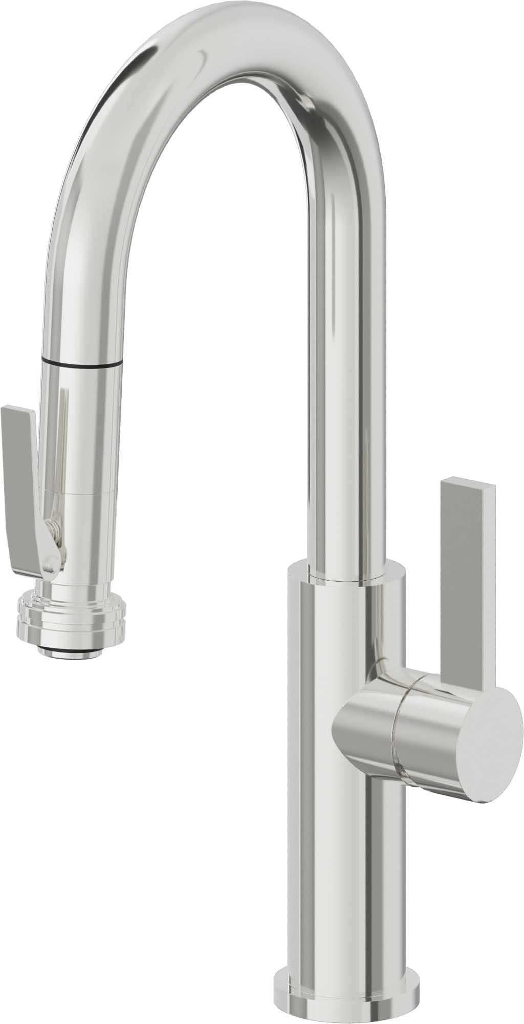 California Faucets Corsano Llave de Bar/Preparacion Extraible Contemporanea con Rociador de Apretar - Cromo Pulido