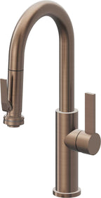 California Faucets Corsano Llave de Bar/Preparacion Extraible Contemporanea con Rociador de Apretar - Bronce Satinado