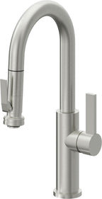 California Faucets Corsano Llave de Bar/Preparacion Extraible Contemporanea con Rociador de Apretar - Cromo Satinado