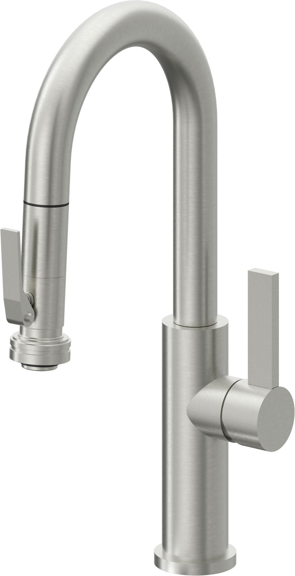 California Faucets Corsano Llave de Bar/Preparacion Extraible Contemporanea con Rociador de Apretar - Cromo Satinado