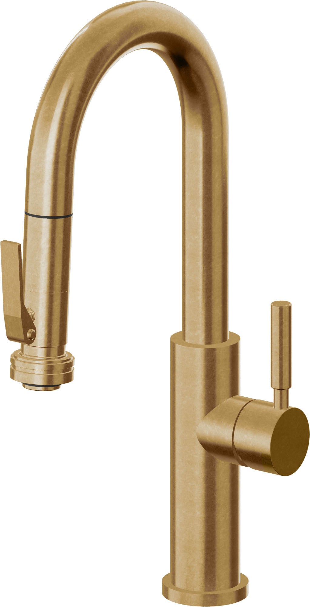 California Faucets Corsano Llave de Bar/Preparacion Extraible Contemporanea con Rociador de Apretar - Latón Bruñido