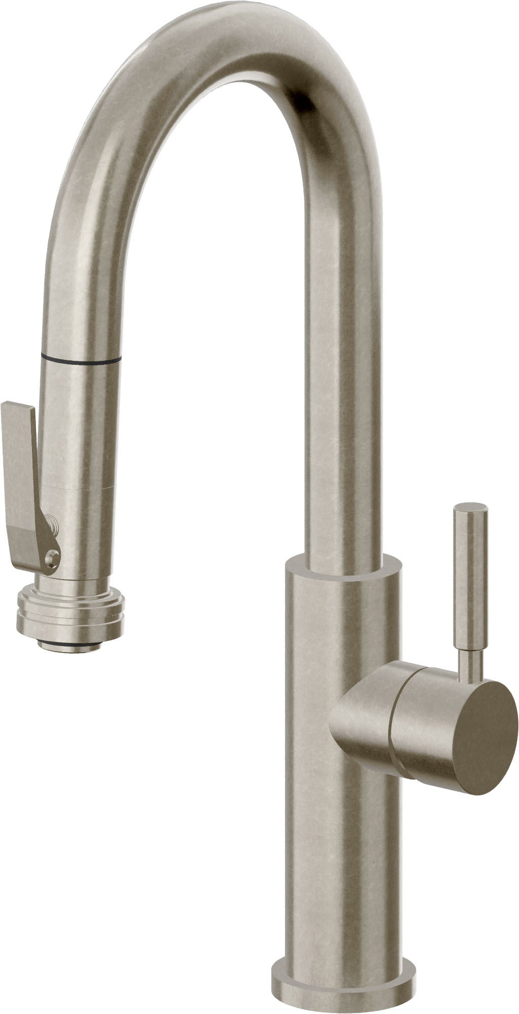 California Faucets Corsano Llave de Bar/Preparacion Extraible Contemporanea con Rociador de Apretar - Níquel Bruñido