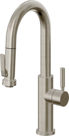 California Faucets Corsano Llave de Bar/Preparacion Extraible Contemporanea con Rociador de Apretar - Níquel Bruñido