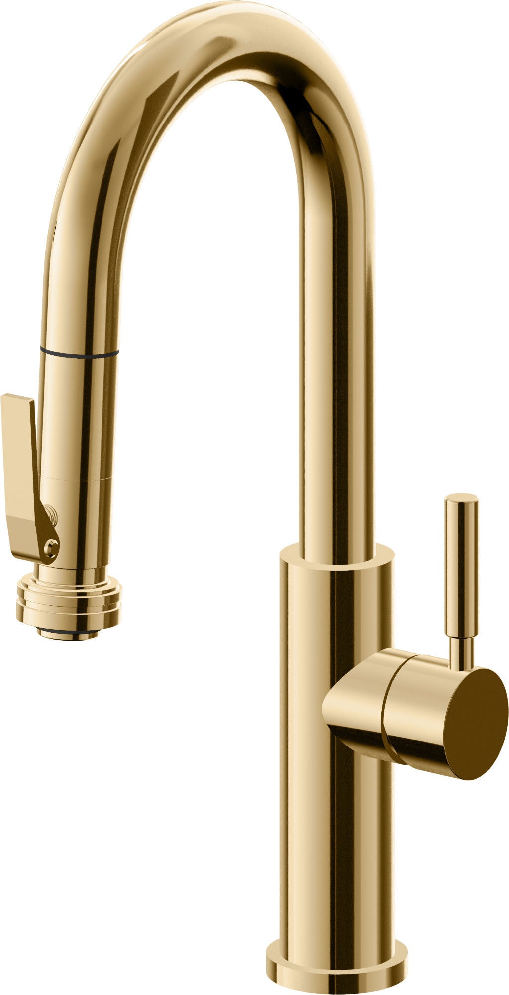 California Faucets Corsano Llave de Bar/Preparacion Extraible Contemporanea con Rociador de Apretar - Oro Francés