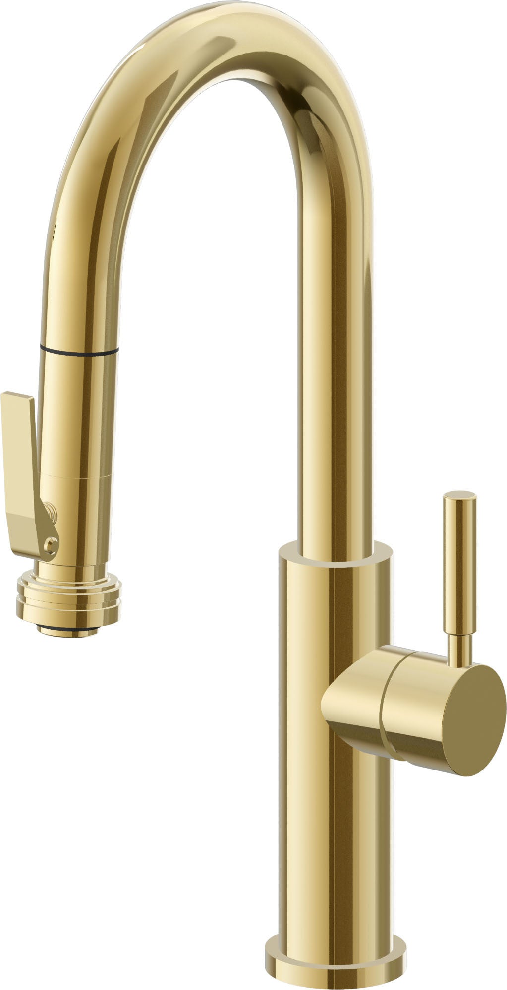 California Faucets Corsano Llave de Bar/Preparacion Extraible Contemporanea con Rociador de Apretar - Oro Pulido de por Vida