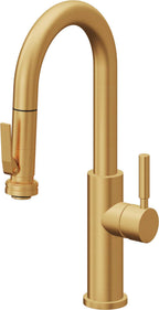 California Faucets Corsano Llave de Bar/Preparacion Extraible Contemporanea con Rociador de Apretar - Oro Satinado de por Vida