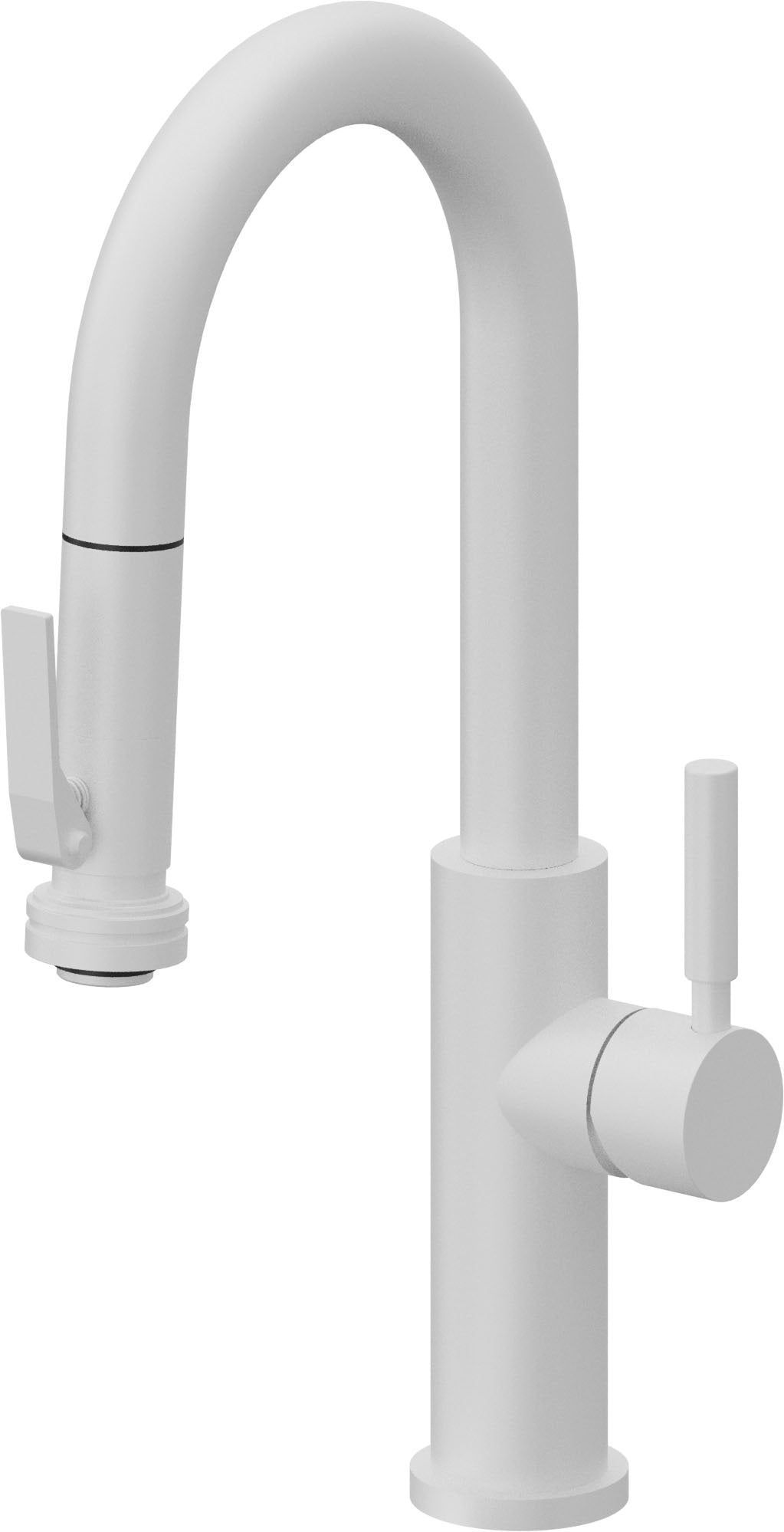 California Faucets Corsano Llave de Bar/Preparacion Extraible Contemporanea con Rociador de Apretar - Blanco Mate