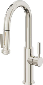 California Faucets Corsano Llave de Bar/Preparacion Extraible Contemporanea con Rociador de Apretar - Níquel Pulido