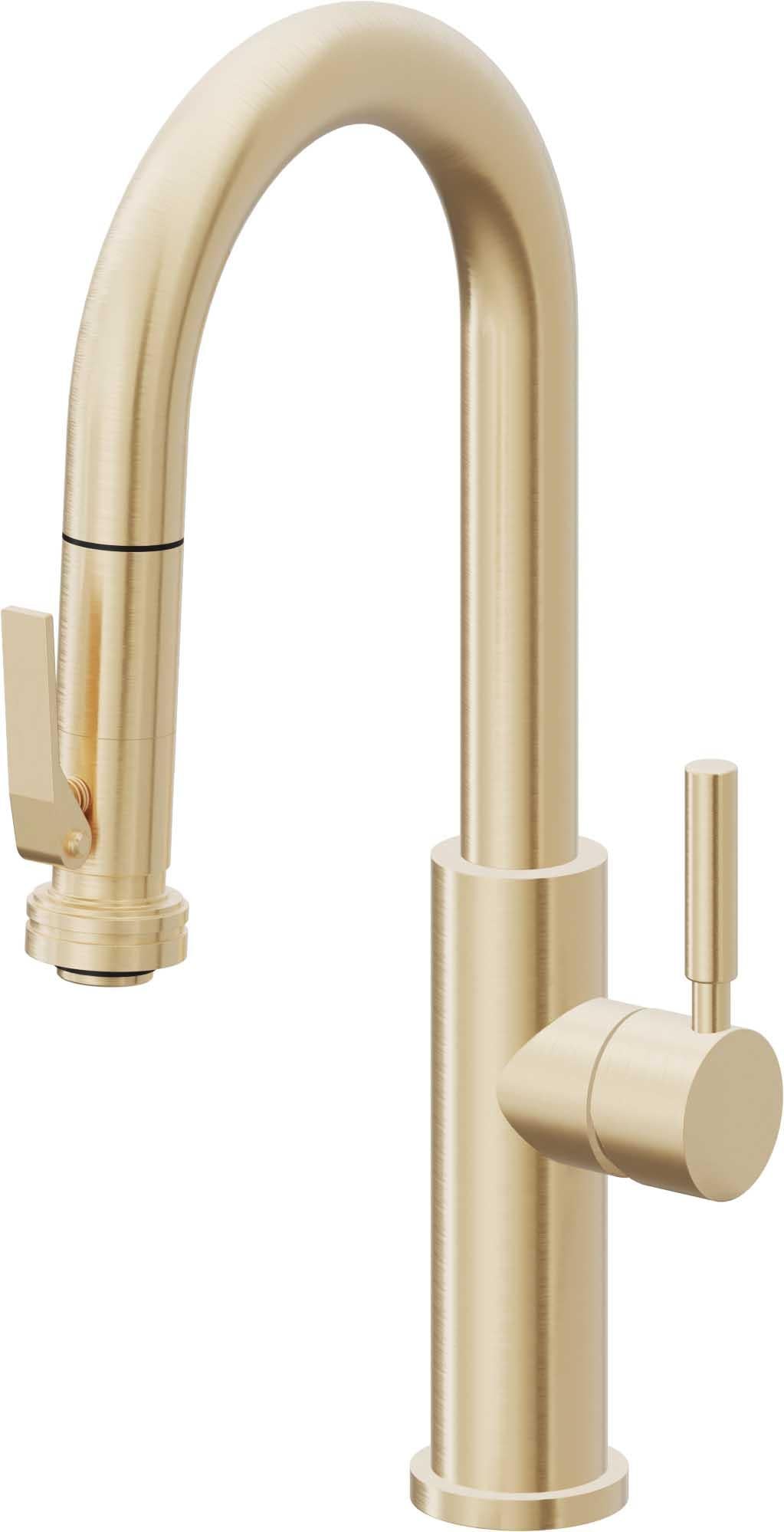 California Faucets Corsano Llave de Bar/Preparacion Extraible Contemporanea con Rociador de Apretar - Latón Satinado