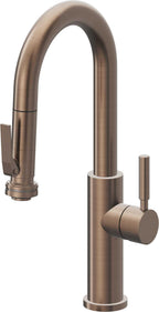 California Faucets Corsano Llave de Bar/Preparacion Extraible Contemporanea con Rociador de Apretar - Bronce Satinado