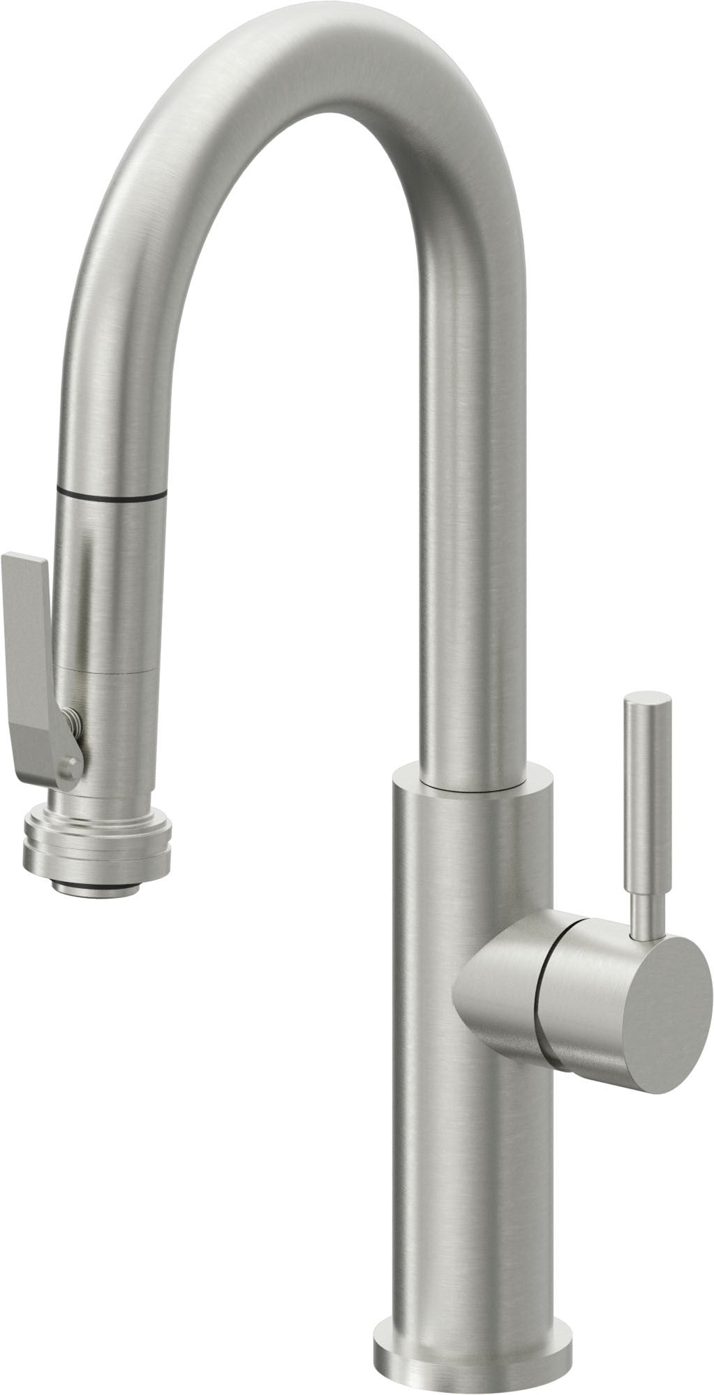 California Faucets Corsano Llave de Bar/Preparacion Extraible Contemporanea con Rociador de Apretar - Cromo Satinado