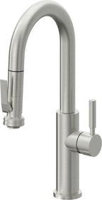 California Faucets Corsano Llave de Bar/Preparacion Extraible Contemporanea con Rociador de Apretar - Cromo Satinado