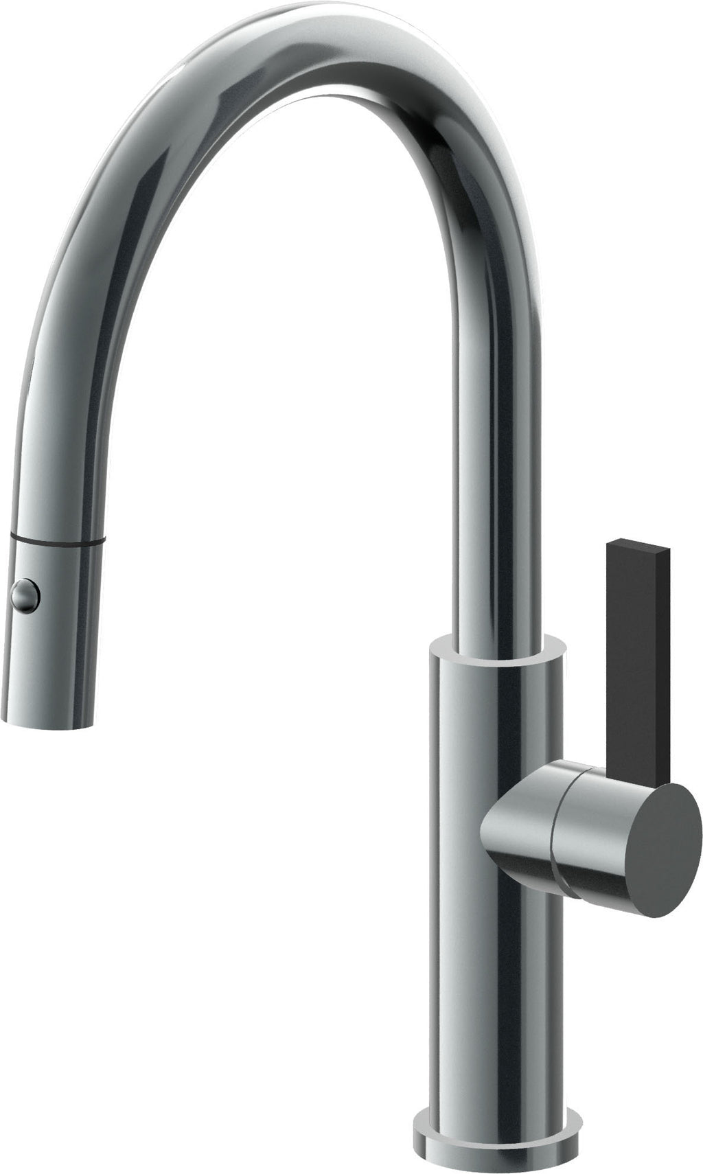 California Faucets Corsano Llave de Cocina Extraible Contemporanea con Rociador de Boton - Pico Bajo en Arco - Níquel Negro