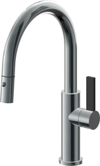 California Faucets Corsano Llave de Cocina Extraible Contemporanea con Rociador de Boton - Pico Bajo en Arco - Níquel Negro