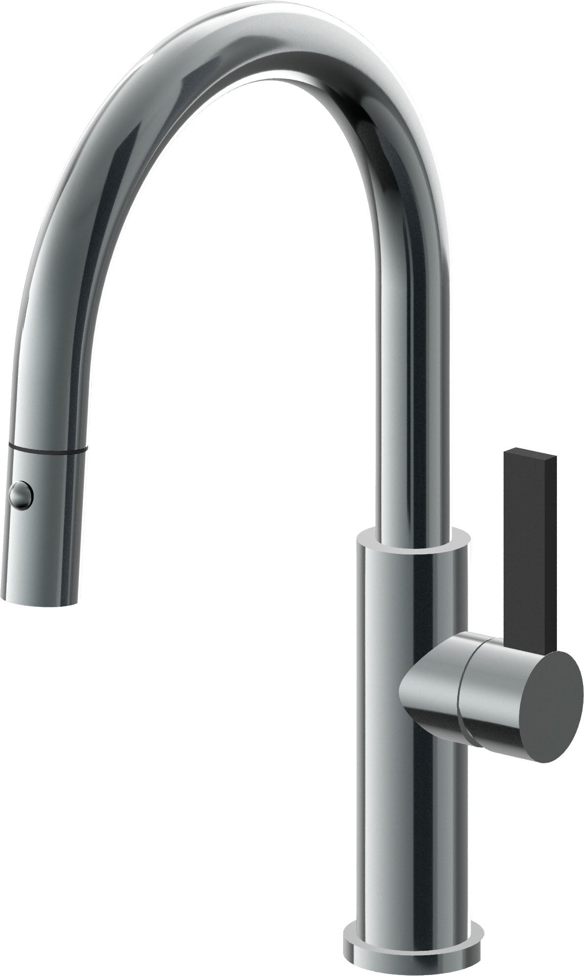 California Faucets Corsano Llave de Cocina Extraible Contemporanea con Rociador de Boton - Pico Bajo en Arco - Níquel Negro