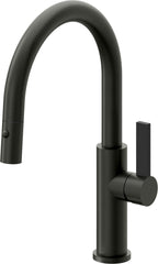 California Faucets Corsano Llave de Cocina Extraible Contemporanea con Rociador de Boton - Pico Bajo en Arco - Bronce Bella Terra