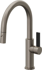 California Faucets Corsano Llave de Cocina Extraible Contemporanea con Rociador de Boton - Pico Bajo en Arco - Grafito
