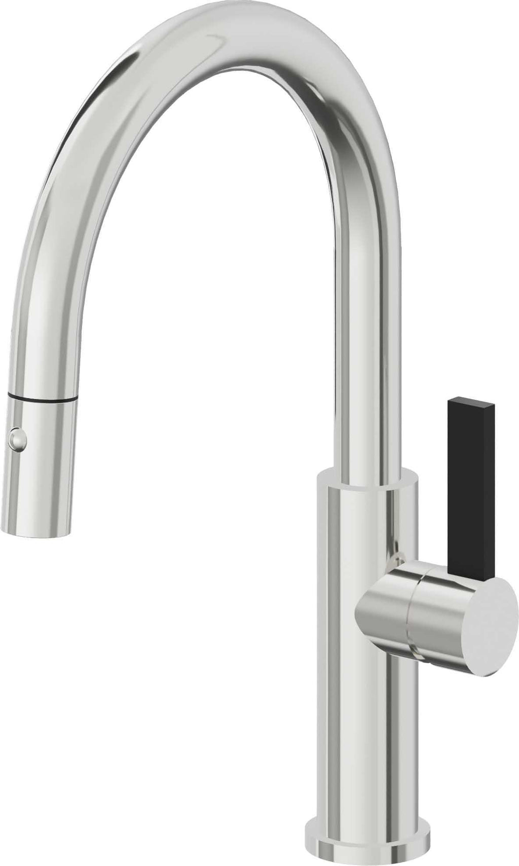 California Faucets Corsano Llave de Cocina Extraible Contemporanea con Rociador de Boton - Pico Bajo en Arco - Cromo Pulido