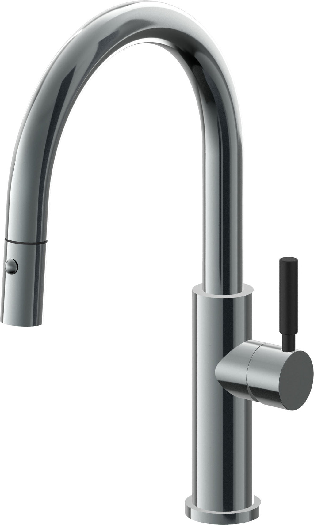 California Faucets Corsano Llave de Cocina Extraible Contemporanea con Rociador de Boton - Pico Bajo en Arco - Níquel Negro