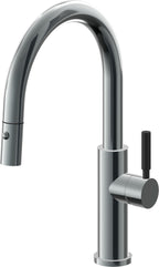 California Faucets Corsano Llave de Cocina Extraible Contemporanea con Rociador de Boton - Pico Bajo en Arco - Níquel Negro