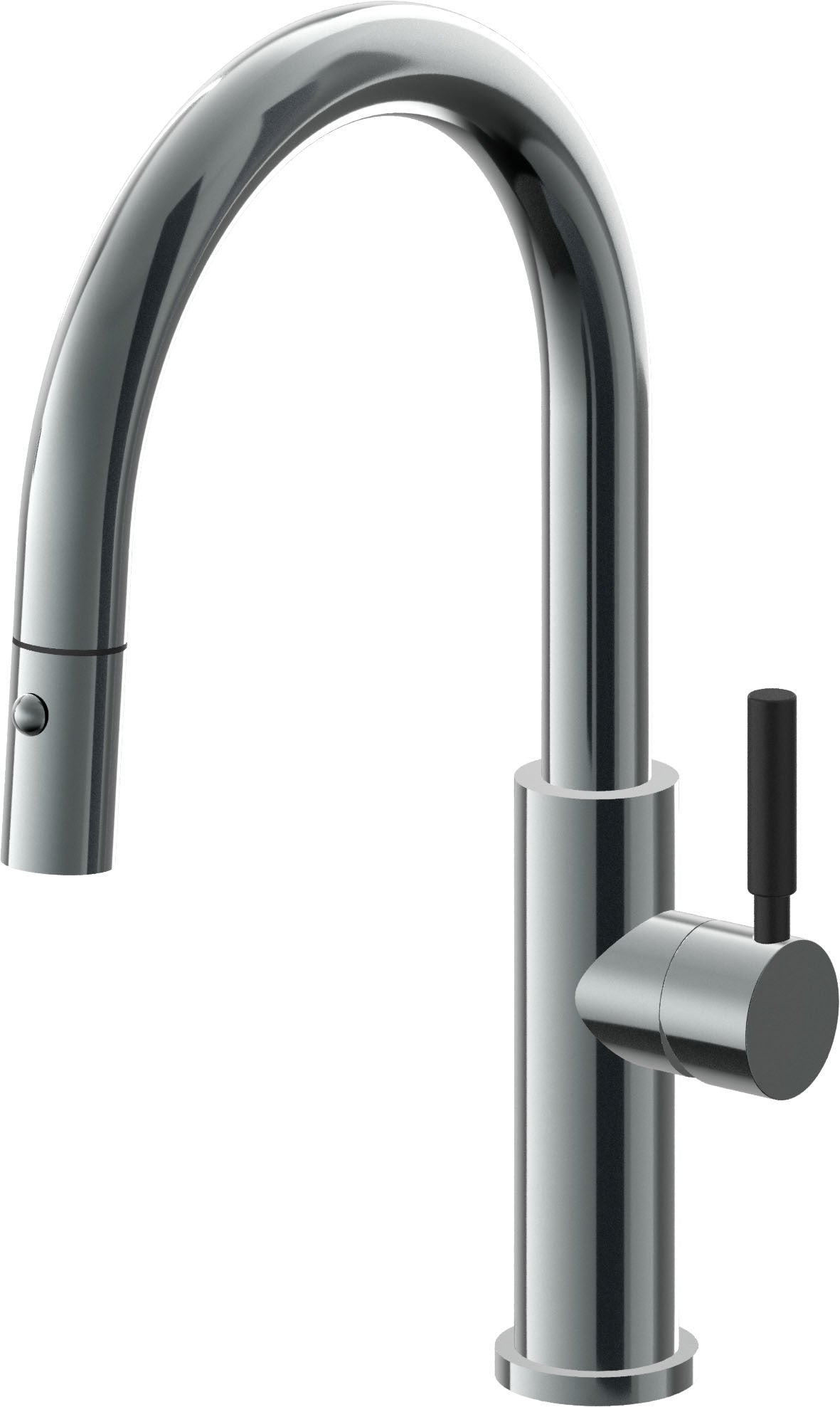 California Faucets Corsano Llave de Cocina Extraible Contemporanea con Rociador de Boton - Pico Bajo en Arco - Níquel Negro