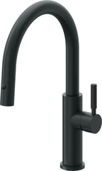 California Faucets Corsano Llave de Cocina Extraible Contemporanea con Rociador de Boton - Pico Bajo en Arco - Carbón