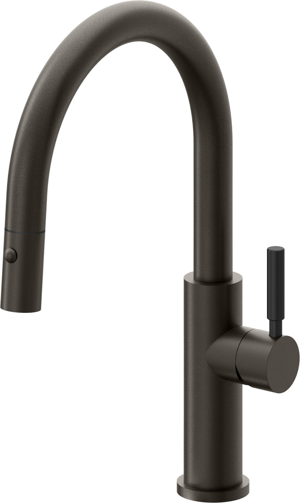California Faucets Corsano Llave de Cocina Extraible Contemporanea con Rociador de Boton - Pico Bajo en Arco - Bronce Oscuro