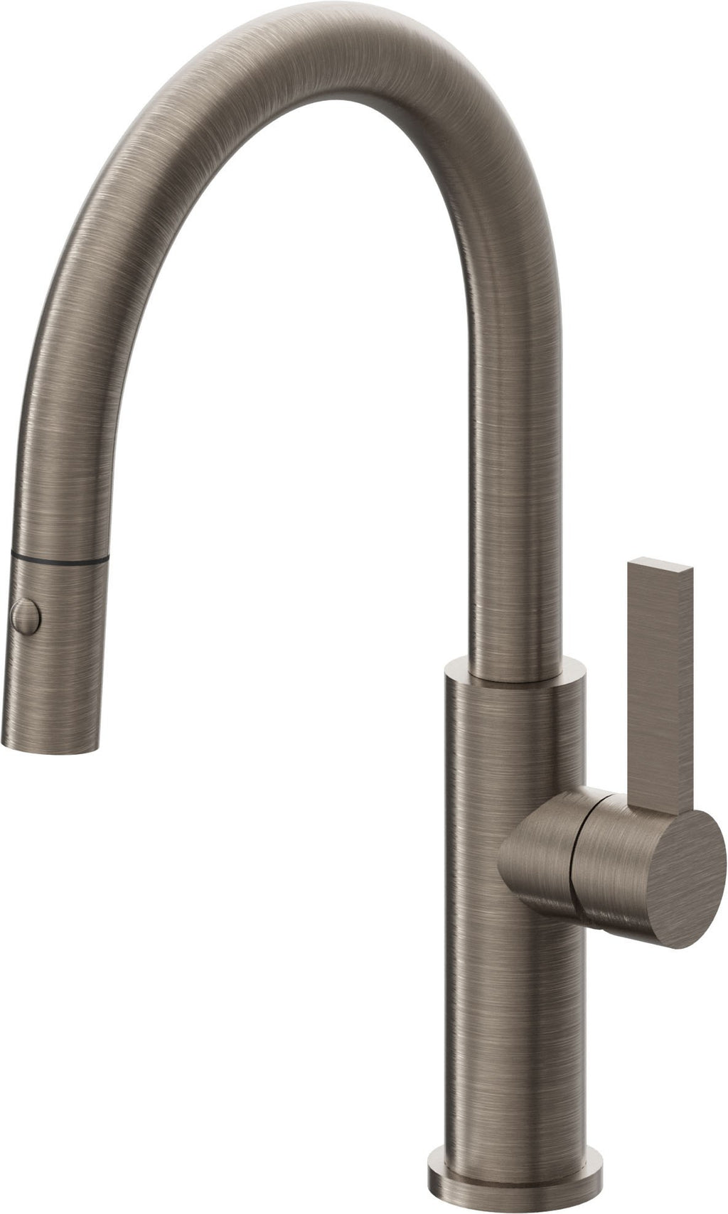 California Faucets Corsano Llave de Cocina Extraible Contemporanea con Rociador de Boton - Pico Bajo en Arco - Níquel Antiguo Mate