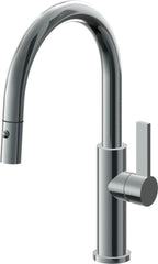 California Faucets Corsano Llave de Cocina Extraible Contemporanea con Rociador de Boton - Pico Bajo en Arco - Níquel Negro