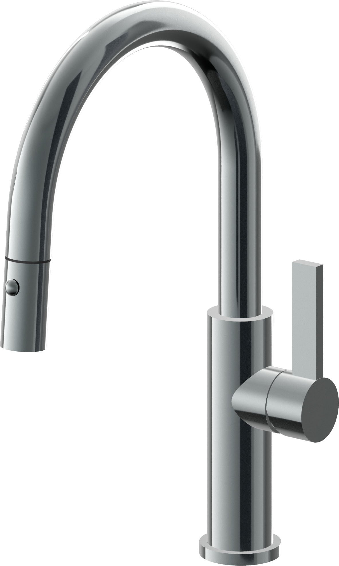 California Faucets Corsano Llave de Cocina Extraible Contemporanea con Rociador de Boton - Pico Bajo en Arco - Níquel Negro
