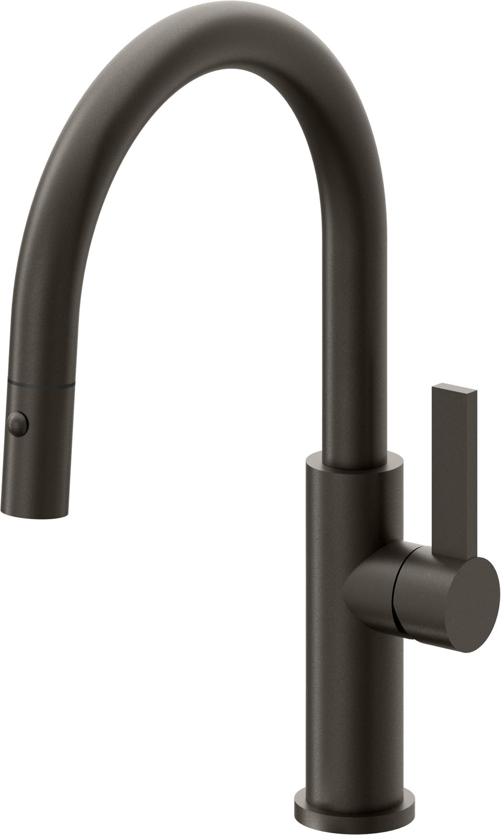 California Faucets Corsano Llave de Cocina Extraible Contemporanea con Rociador de Boton - Pico Bajo en Arco - Bronce Oscuro