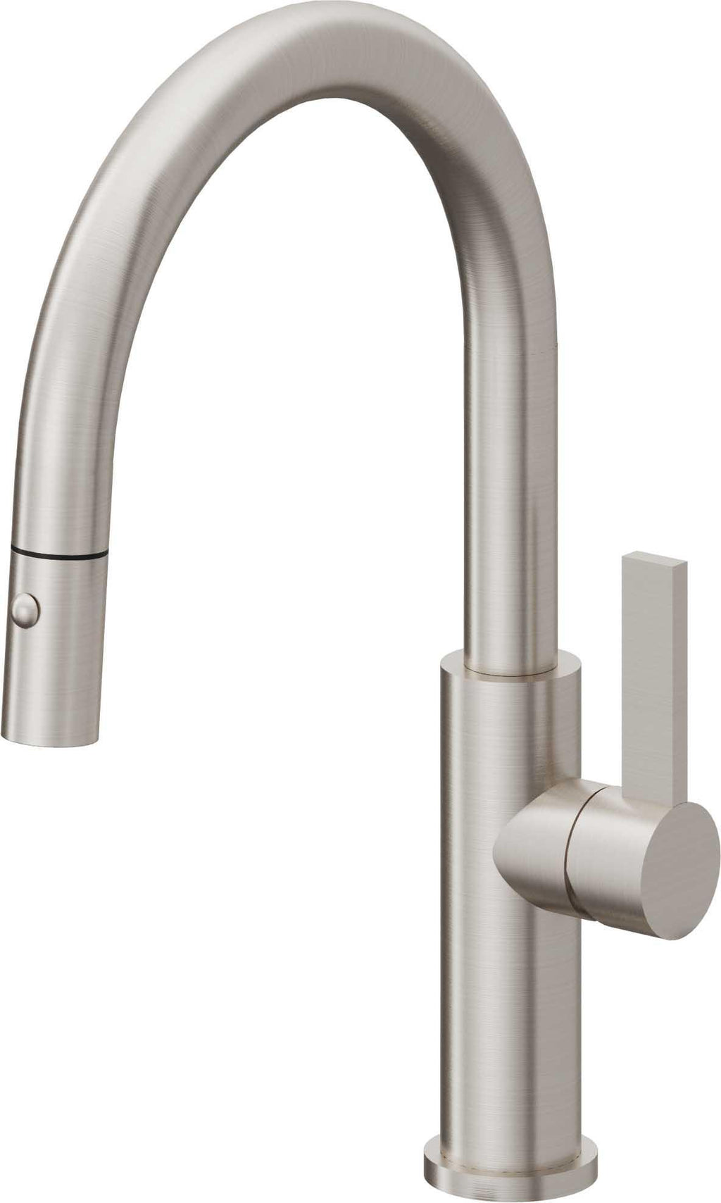 California Faucets Corsano Llave de Cocina Extraible Contemporanea con Rociador de Boton - Pico Bajo en Arco - Acero Inoxidable Ultra