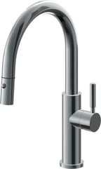 California Faucets Corsano Llave de Cocina Extraible Contemporanea con Rociador de Boton - Pico Bajo en Arco - Níquel Negro