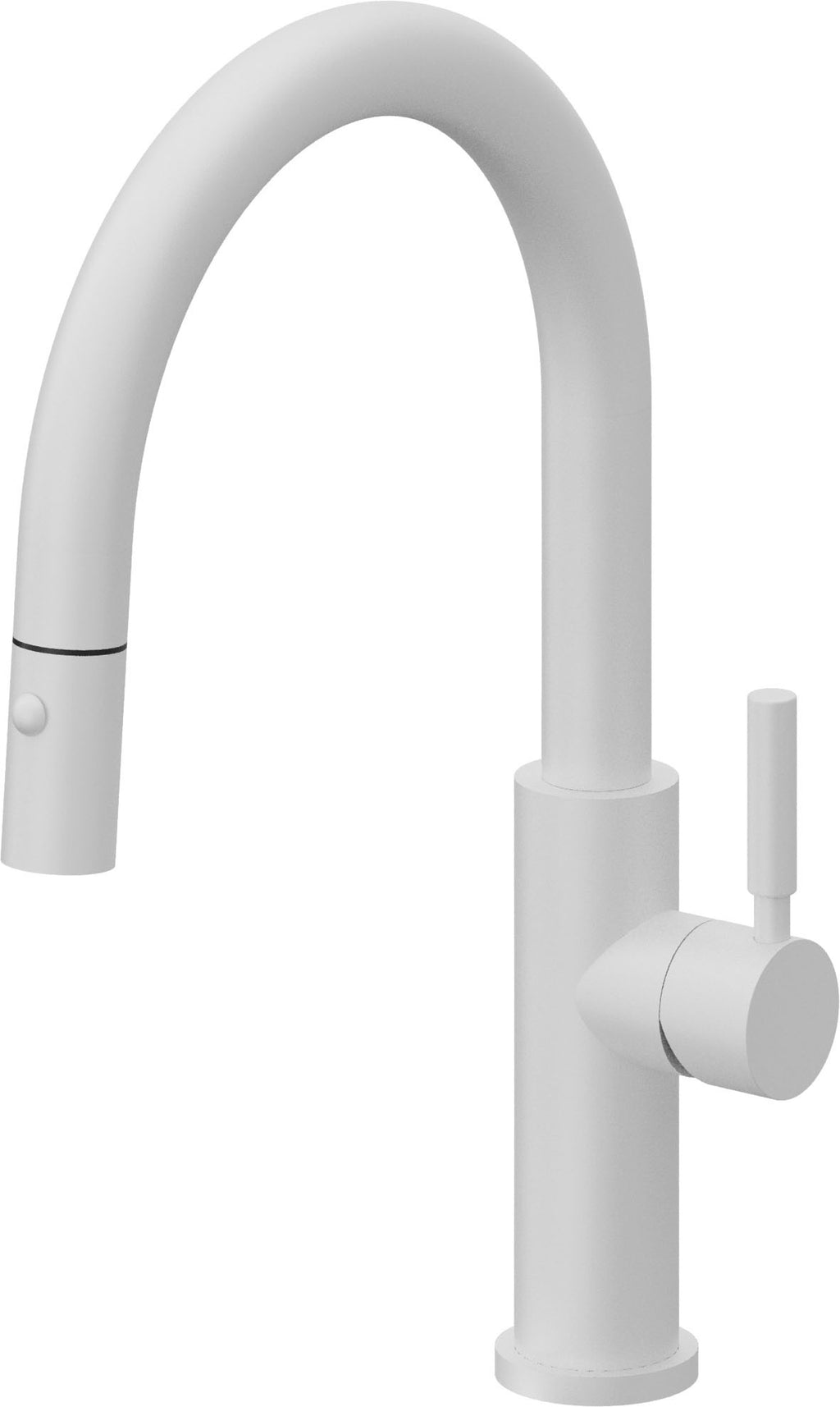California Faucets Corsano Llave de Cocina Extraible Contemporanea con Rociador de Boton - Pico Bajo en Arco - Blanco Mate