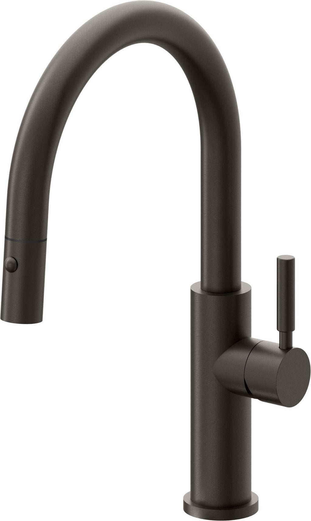 California Faucets Corsano Llave de Cocina Extraible Contemporanea con Rociador de Boton - Pico Bajo en Arco - Bronce Oscuro