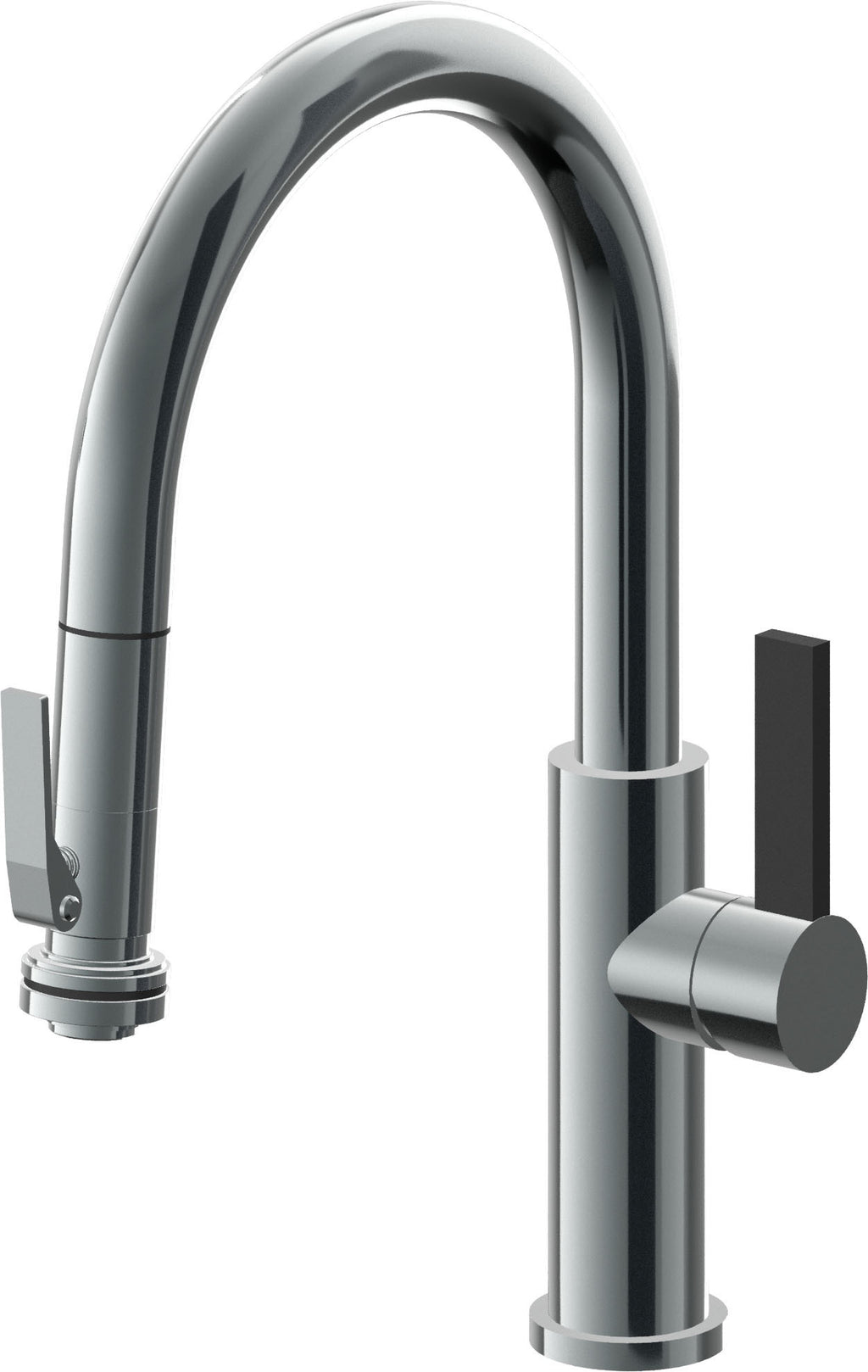 California Faucets Corsano Llave de Cocina Extraible Contemporanea con Rociador de Apretar - Pico Bajo en Arco - Níquel Negro